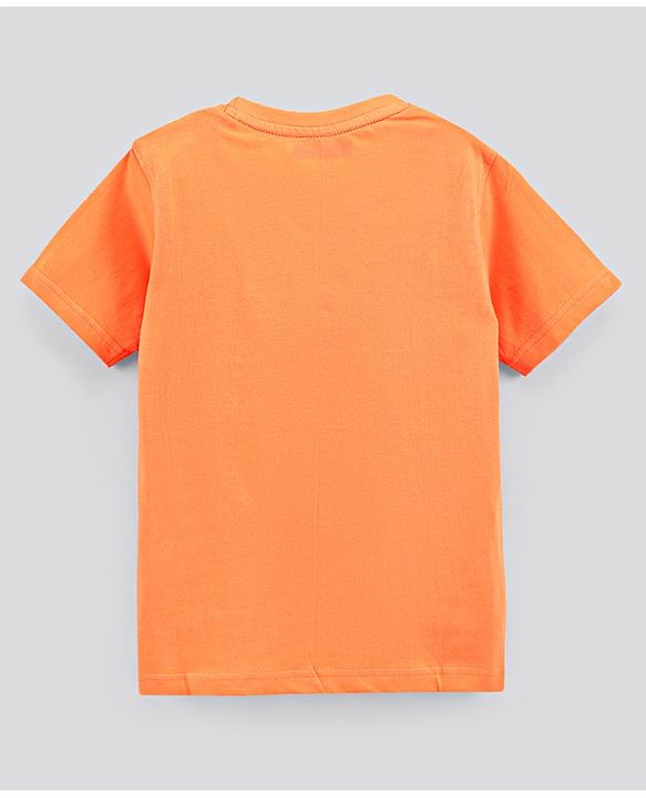 Pine Kids Half Sleeves Biowashed T-Shirt & Shorts Set Beach Print - Orange Blue