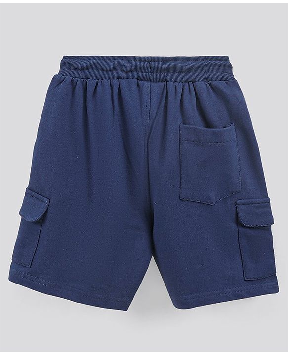 Pine Kids Half Sleeves Biowashed T-Shirt & Shorts Set Beach Print - Orange Blue