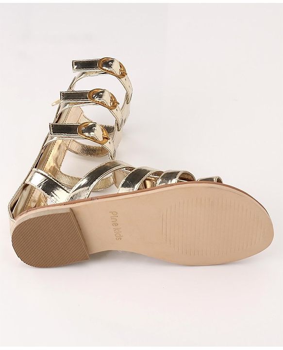 Pine Kids Gladiator Roman Zip Closure Sandals - Gold