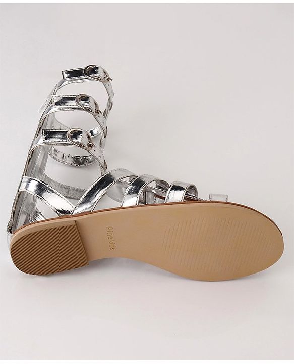 Pine Kids Gladiator Roman Zip Closure Sandals - Silver