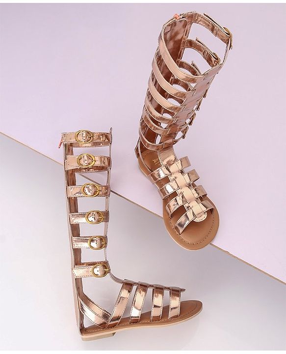 Pine Kids Gladiator Roman Sandals - Rose Gold