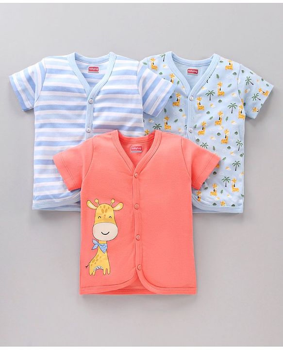 Babyhug 100 % Cotton Vests Animal Print Pack of 3 - Multicolour