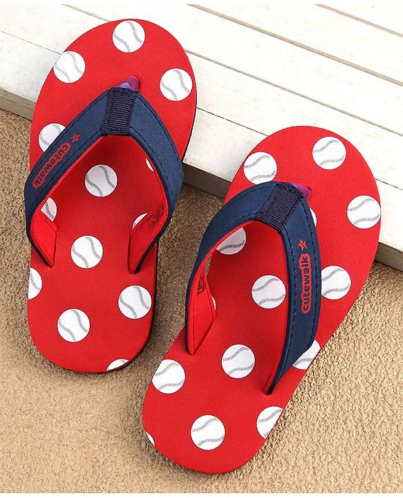 Cute Walk by Babyhug Slip On Flip Flops Dots Print - Red