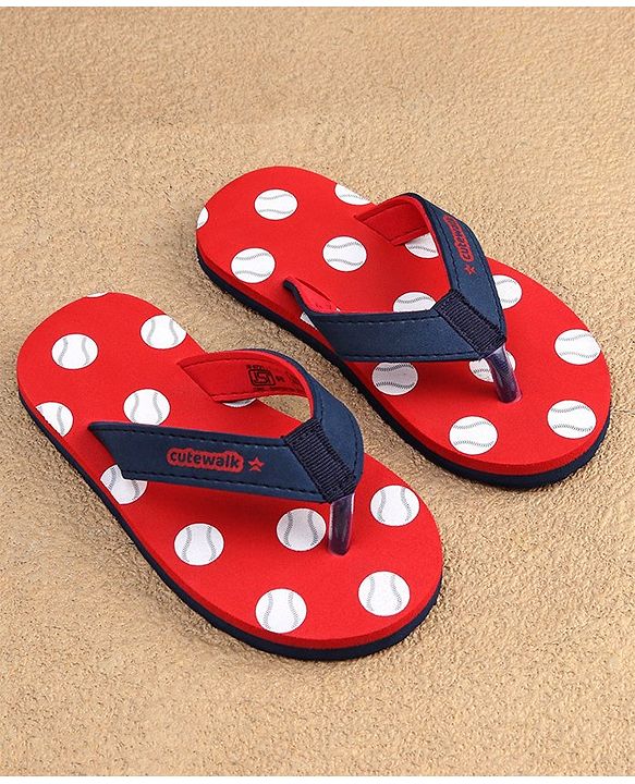 Cute Walk by Babyhug Slip On Flip Flops Dots Print - Red