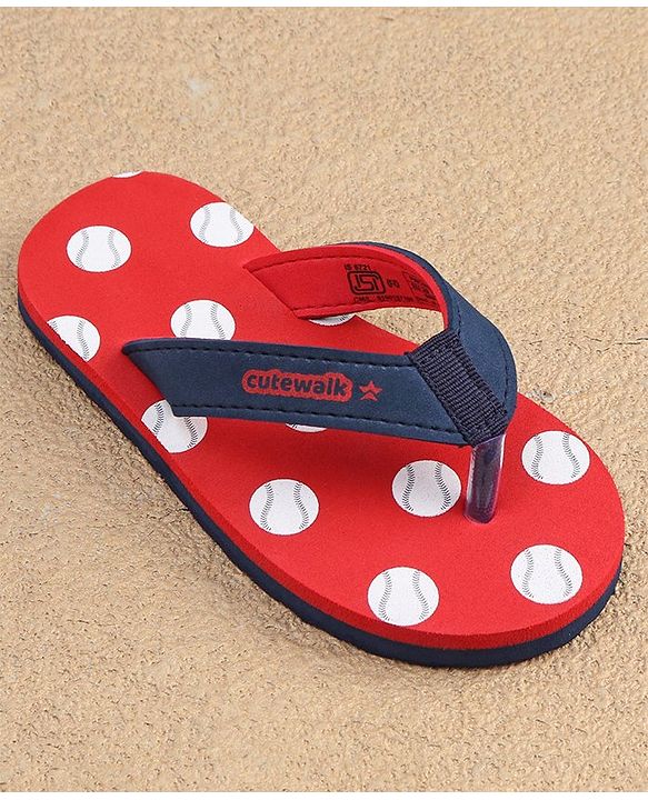 Cute Walk by Babyhug Slip On Flip Flops Dots Print - Red