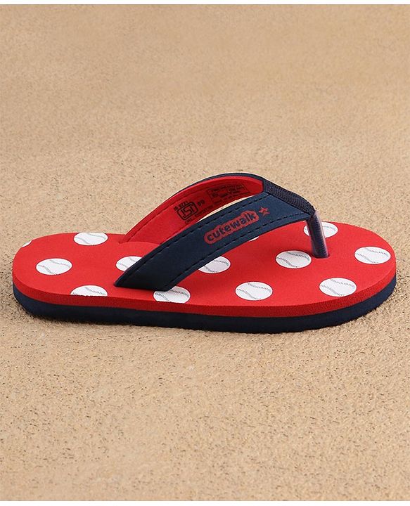 Cute Walk by Babyhug Slip On Flip Flops Dots Print - Red