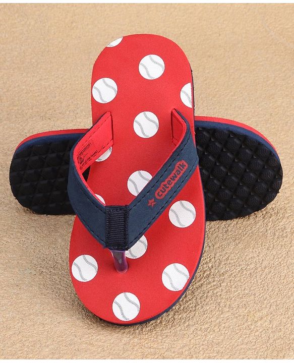 Cute Walk by Babyhug Slip On Flip Flops Dots Print - Red