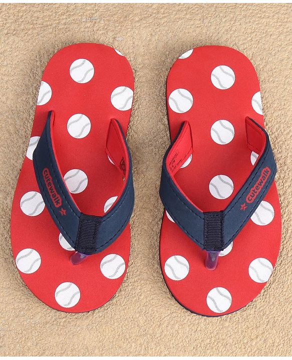 Cute Walk by Babyhug Slip On Flip Flops Dots Print - Red