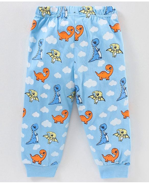 Babyhug Full Sleeves Night Suit Dino Printed - Blue