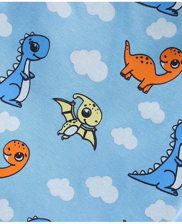 Babyhug Full Sleeves Night Suit Dino Printed - Blue