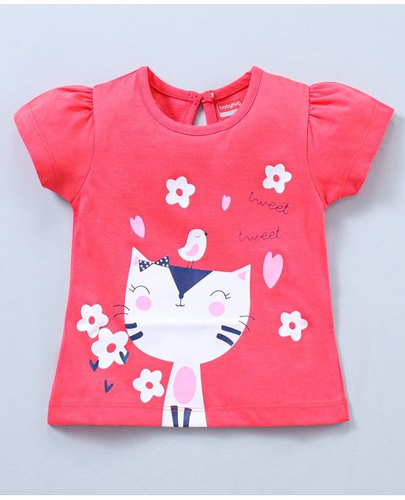 Babyhug Short Sleeves Cotton Capri Set All Over Print - Pink Blue