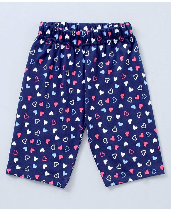 Babyhug Short Sleeves Cotton Capri Set All Over Print - Pink Blue