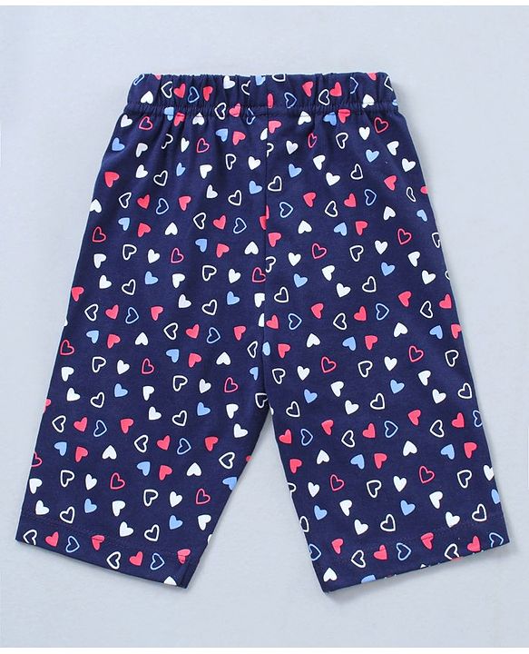 Babyhug Short Sleeves Cotton Capri Set All Over Print - Pink Blue
