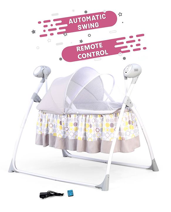 Babyhug Beryl Electronic Auto Swing Cradle With Remote Control - Yellow and Gray