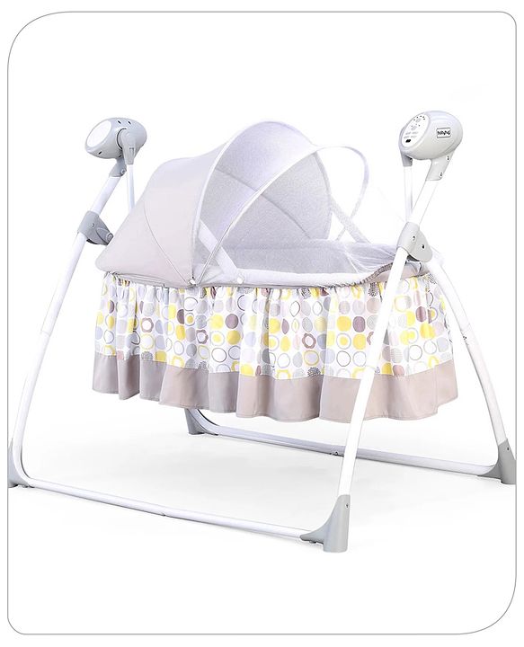Babyhug Beryl Electronic Auto Swing Cradle With Remote Control - Yellow and Gray