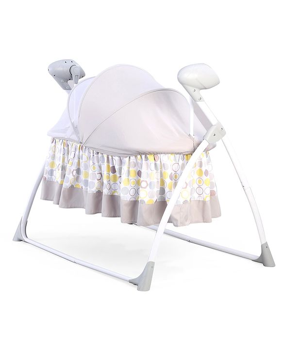 Babyhug Beryl Electronic Auto Swing Cradle With Remote Control - Yellow and Gray
