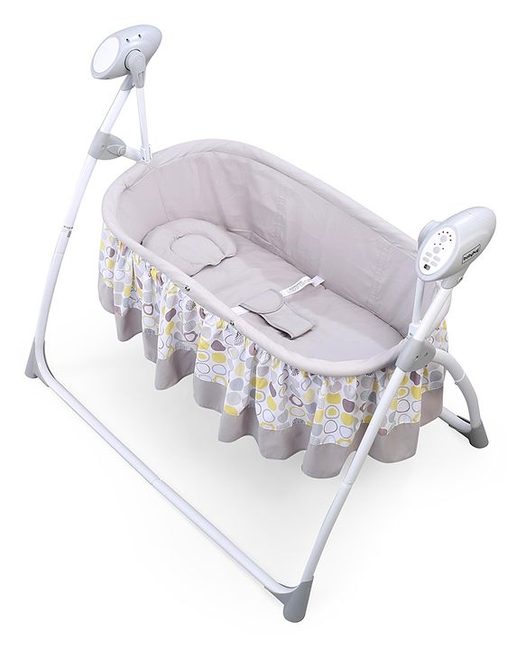 Babyhug Beryl Electronic Auto Swing Cradle With Remote Control - Yellow and Gray
