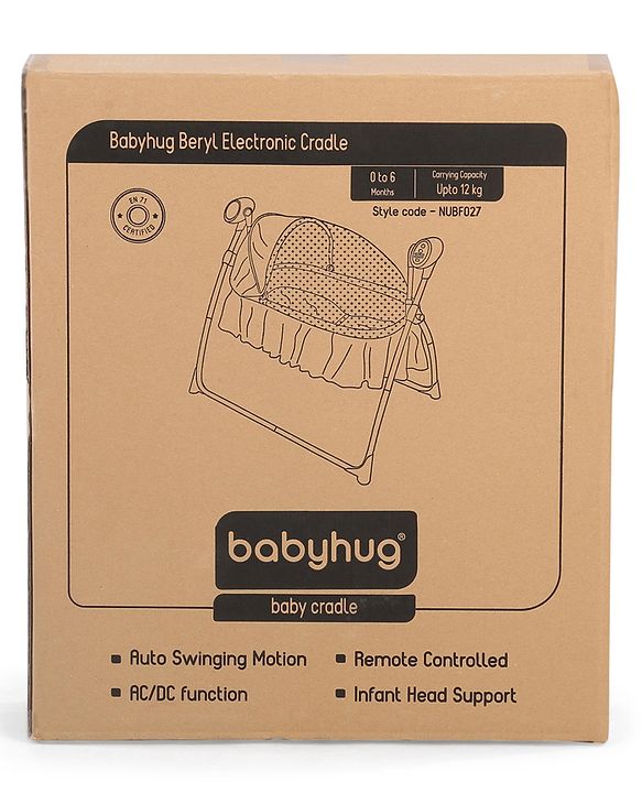 Babyhug Beryl Electronic Auto Swing Cradle With Remote Control - Yellow and Gray