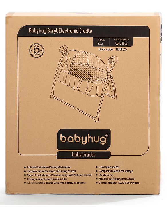 Babyhug Beryl Electronic Auto Swing Cradle With Remote Control - Yellow and Gray