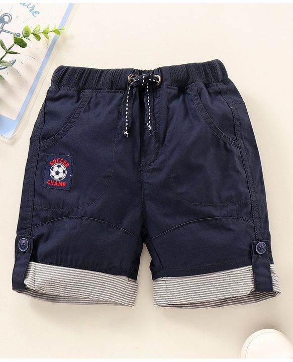 Babyhug Mid Thigh Solid Color Shorts - Navy