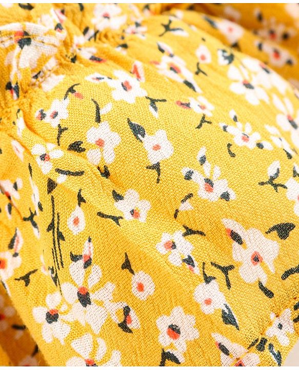 Babyhug Mid Thigh Skirt With Lining Floral Print- Yellow