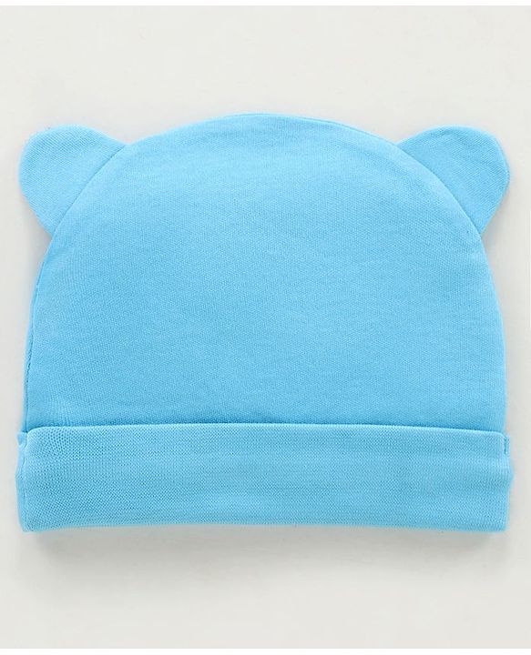 Babyhug Cotton Cap Bear Printed Blue - Diameter 15 cm