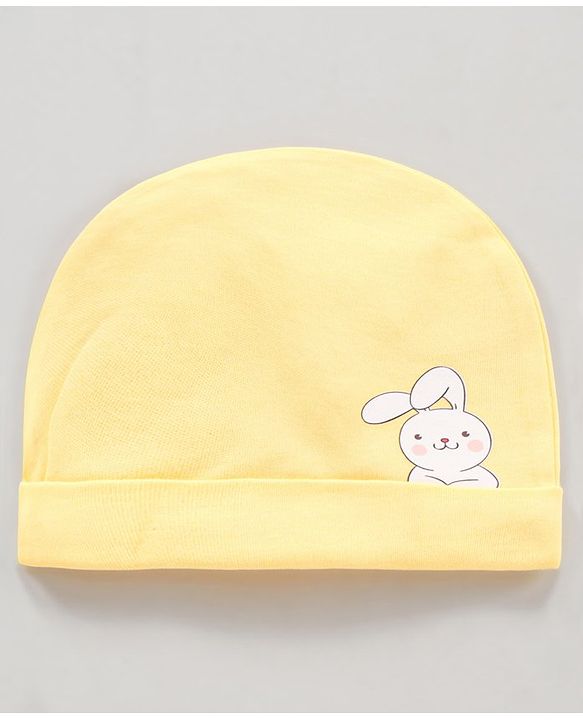 Babyhug 100% Cotton Caps Heart Print Pack of 2 - Pink Yellow