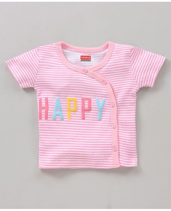 Babyhug 100% Cotton Antibacterial Half Sleeves Vests Rainbow Print Pack of 5 - Pink Blue Yellow White
