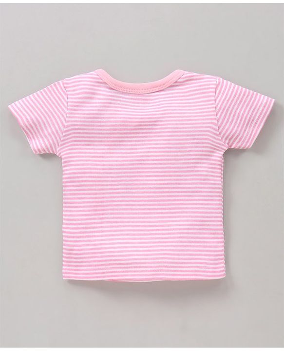Babyhug 100% Cotton Antibacterial Half Sleeves Vests Rainbow Print Pack of 5 - Pink Blue Yellow White