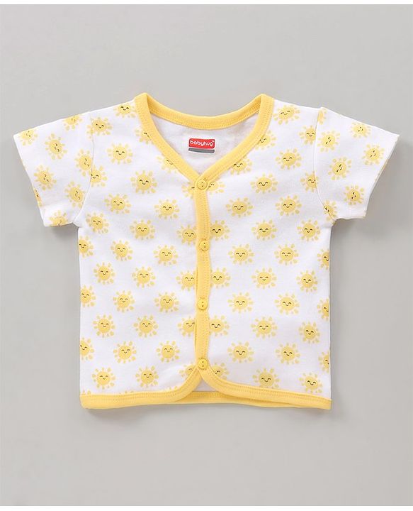 Babyhug 100% Cotton Antibacterial Half Sleeves Vests Rainbow Print Pack of 5 - Pink Blue Yellow White