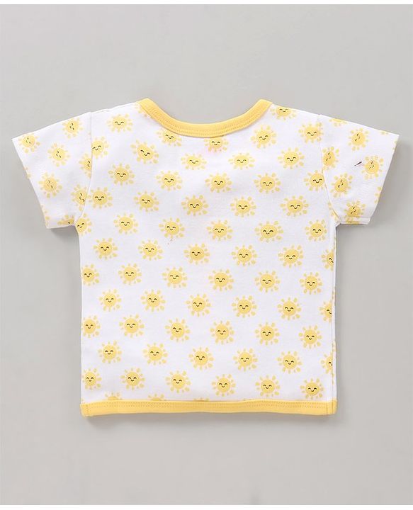 Babyhug 100% Cotton Antibacterial Half Sleeves Vests Rainbow Print Pack of 5 - Pink Blue Yellow White