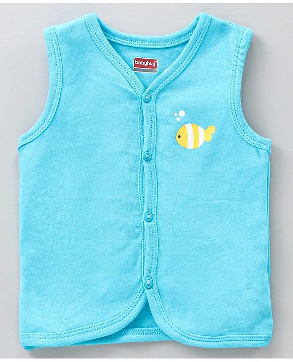 Babyhug 100% Cotton Anti-Bacterial Vests Sea Creatures Print Pack Of 5 - Multicolor