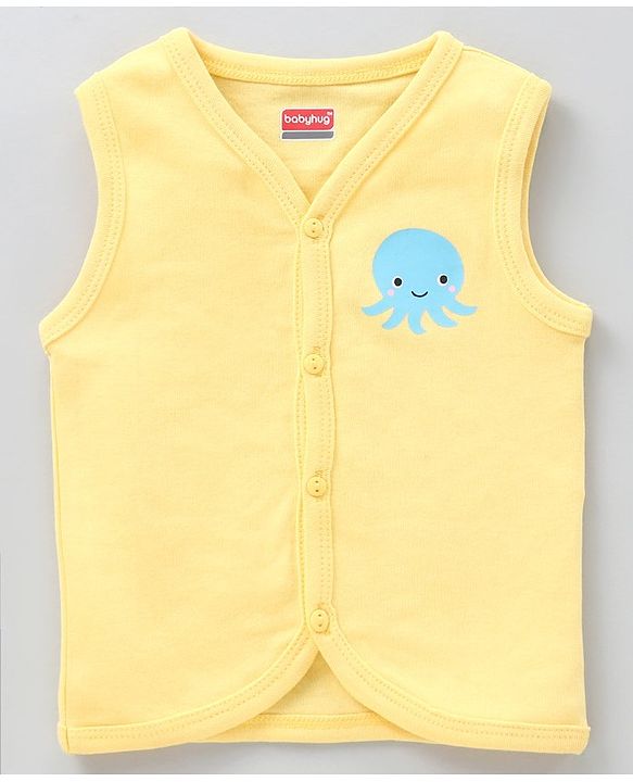 Babyhug 100% Cotton Anti-Bacterial Vests Sea Creatures Print Pack Of 5 - Multicolor