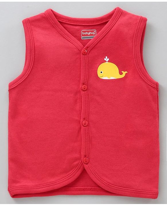 Babyhug 100% Cotton Anti-Bacterial Vests Sea Creatures Print Pack Of 5 - Multicolor