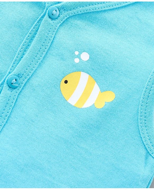 Babyhug 100% Cotton Anti-Bacterial Vests Sea Creatures Print Pack Of 5 - Multicolor