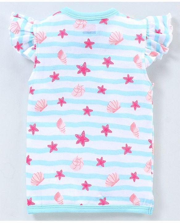 Babyhug 100% Cotton Flutter Sleeves Polka Dots Print & Striped Vest Pack of 3 - Multicolour