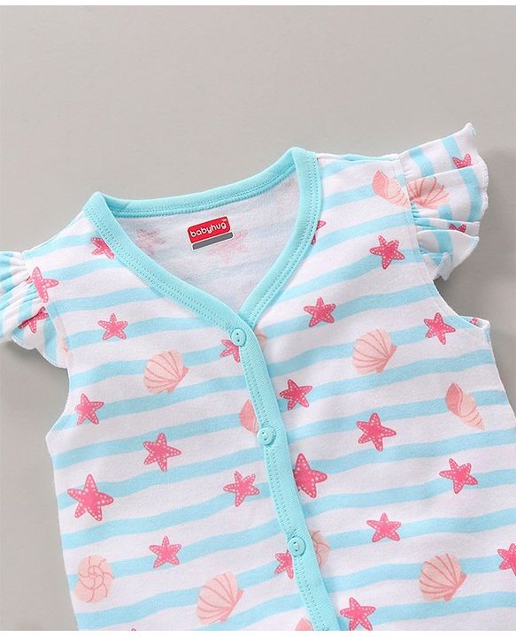 Babyhug 100% Cotton Flutter Sleeves Polka Dots Print & Striped Vest Pack of 3 - Multicolour