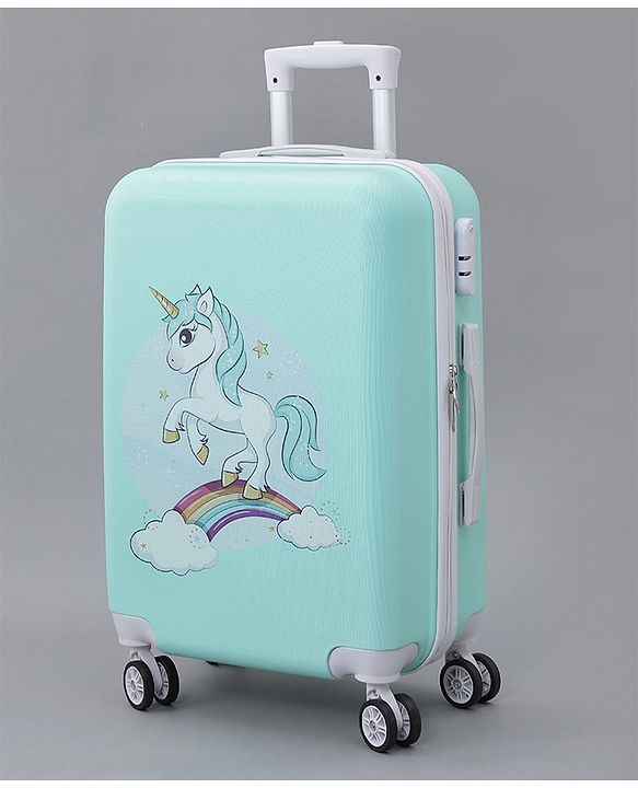 Pine Kids Trolley Luggage Bags - Sea Green 22 inch| Shock Resistant| Telescopic Handle| Water Resistant| Easy Zipper Closure| Durable Wheels