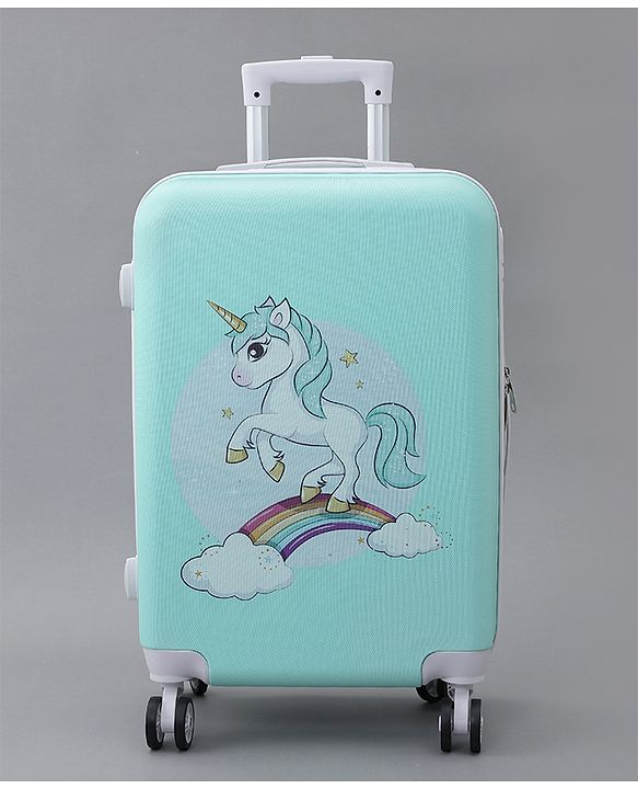 Pine Kids Trolley Luggage Bags - Sea Green 22 inch| Shock Resistant| Telescopic Handle| Water Resistant| Easy Zipper Closure| Durable Wheels