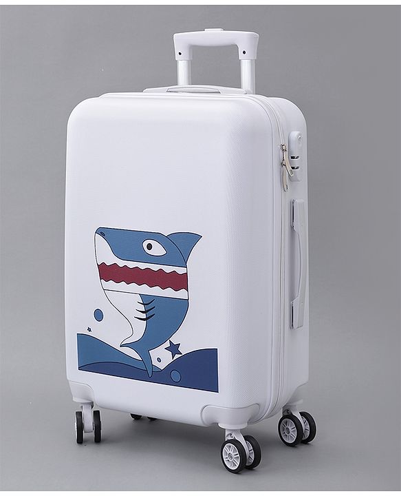 Pine Kids Trolley Luggage Bags White - 22 inch| Shock Resistant| Telescopic Handle| Water Resistant| Easy Zipper Closure| Durable Wheels