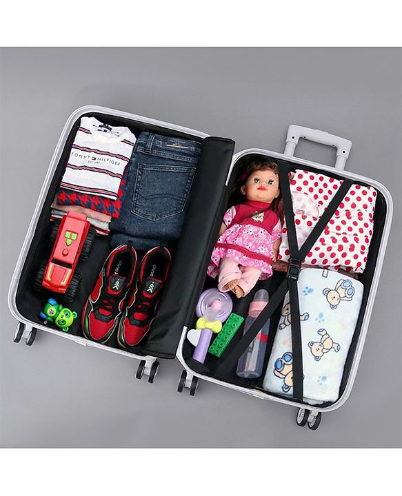 Pine Kids Trolley Luggage Bags White - 22 inch| Shock Resistant| Telescopic Handle| Water Resistant| Easy Zipper Closure| Durable Wheels