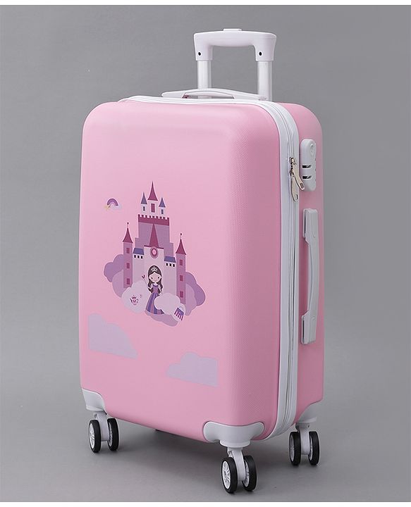 Pine Kids Trolley Luggage Bags Pink - 22 inch| Shock Resistant| Telescopic Handle| Water Resistant| Easy Zipper Closure| Durable Wheels