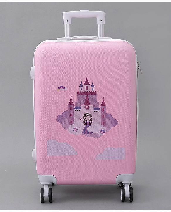 Pine Kids Trolley Luggage Bags Pink - 22 inch| Shock Resistant| Telescopic Handle| Water Resistant| Easy Zipper Closure| Durable Wheels