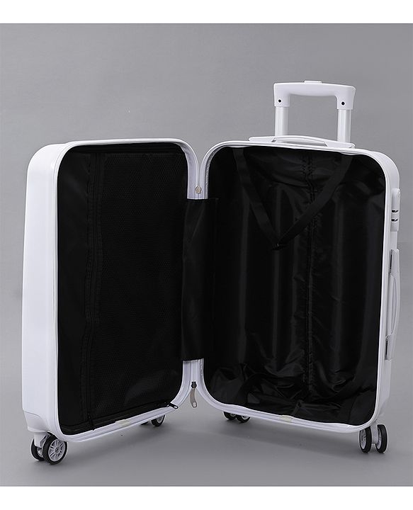 Pine Kids Trolley Luggage Bags White - 22.8 inch| Shock Resistant| Telescopic Handle| Water Resistant| Easy Zipper Closure| Durable Wheels