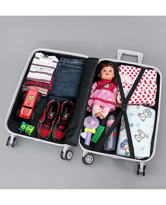 Pine Kids Trolley Luggage Bags White - 22.8 inch| Shock Resistant| Telescopic Handle| Water Resistant| Easy Zipper Closure| Durable Wheels