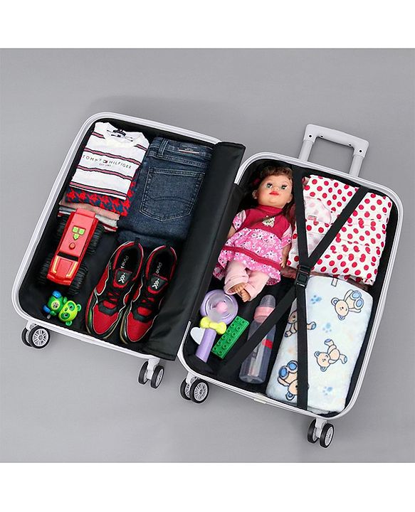 Pine Kids Trolley Luggage Bags White - 22 inch| Shock Resistant| Telescopic Handle| Water Resistant| Easy Zipper Closure| Durable Wheels| Number Lock