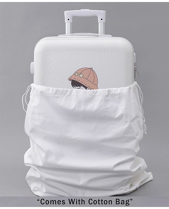 Pine Kids Trolley Luggage Bags White - 22 inch| Shock Resistant| Telescopic Handle| Water Resistant| Easy Zipper Closure| Durable Wheels| Number Lock