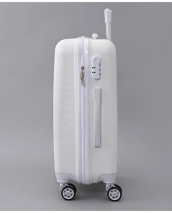 Pine Kids Trolley Luggage Bags White - 22 inch| Shock Resistant| Telescopic Handle| Water Resistant| Easy Zipper Closure| Durable Wheels| Number Lock