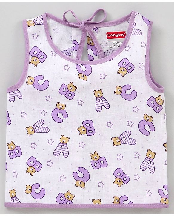 Babyhug 100% Cotton Sleeveless Jhablas Alphabets Print Pack of 3 - Multicolor