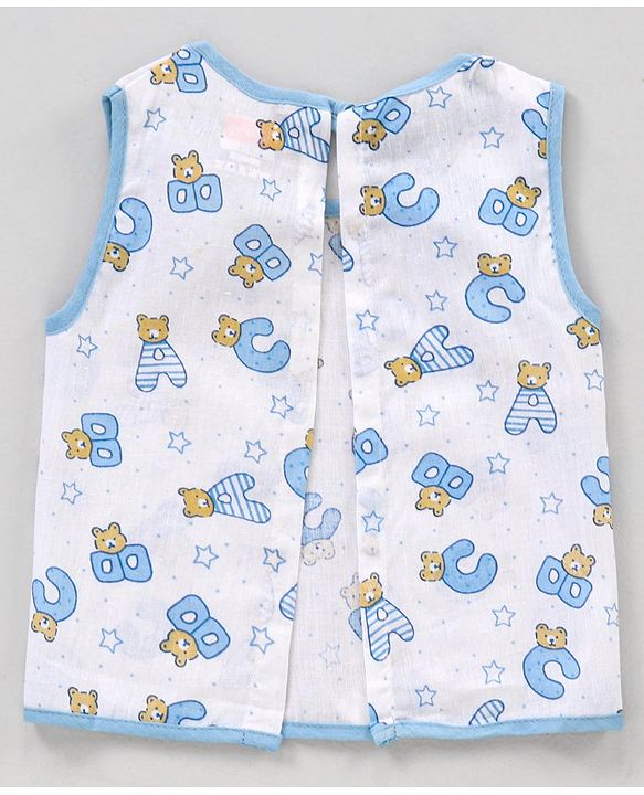 Babyhug 100% Cotton Sleeveless Jhablas Alphabets Print Pack of 3 - Multicolor